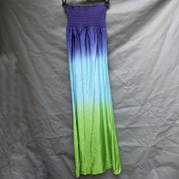 Lilly Pulitzer Dip Dye Ombre Dress Green Blue Solange Carrie 100% Silk Sz M - Picture 1 of 6